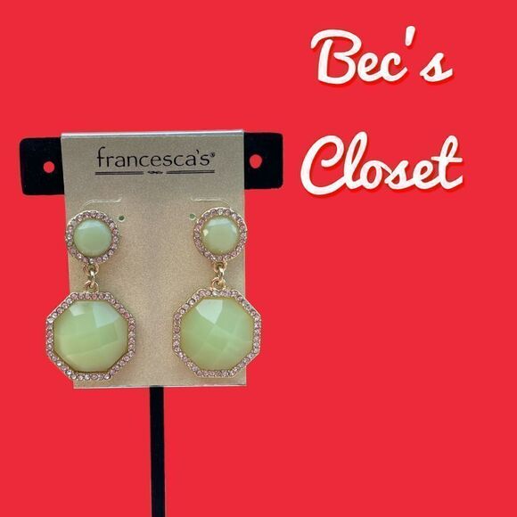 Francesca’s Green Plastic Circle Octagon Stud Earrings - Picture 3 of 4